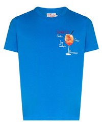 Мужская синяя футболка с круглым вырезом с вышивкой от MC2 Saint Barth