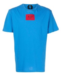 Мужская синяя футболка с круглым вырезом с вышивкой от N°21