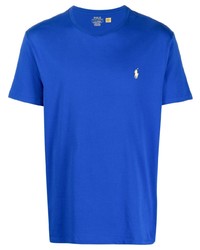 Мужская синяя футболка с круглым вырезом с вышивкой от Polo Ralph Lauren