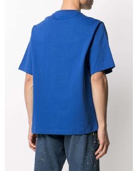 Мужская синяя футболка с круглым вырезом с вышивкой от Kenzo