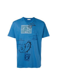 Синяя футболка с круглым вырезом с "огурцами"