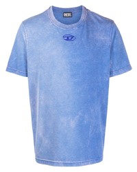 Мужская синяя футболка с круглым вырезом с принтом тай-дай от Diesel