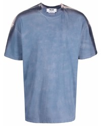 Мужская синяя футболка с круглым вырезом с принтом тай-дай от MSGM