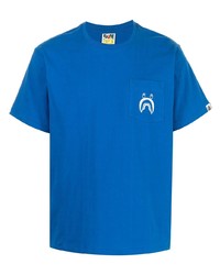 Мужская синяя футболка с круглым вырезом с принтом от A Bathing Ape