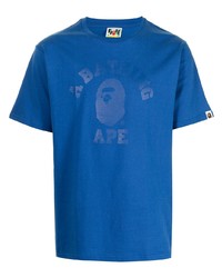 Мужская синяя футболка с круглым вырезом с принтом от A Bathing Ape