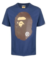 Мужская синяя футболка с круглым вырезом с принтом от A Bathing Ape