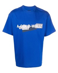 Мужская синяя футболка с круглым вырезом с принтом от A-Cold-Wall*