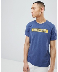 Мужская синяя футболка с круглым вырезом с принтом от Abercrombie & Fitch
