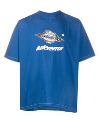Мужская синяя футболка с круглым вырезом с принтом от Ader Error