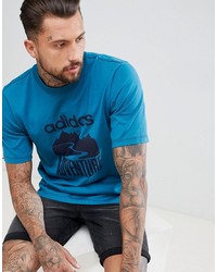 Мужская синяя футболка с круглым вырезом с принтом от adidas Originals