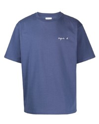 Мужская синяя футболка с круглым вырезом с принтом от agnès b.