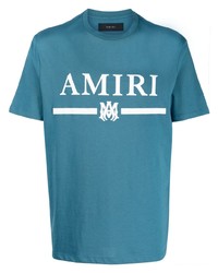 Мужская синяя футболка с круглым вырезом с принтом от Amiri