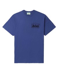Мужская синяя футболка с круглым вырезом с принтом от Aries