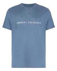 Мужская синяя футболка с круглым вырезом с принтом от Armani Exchange