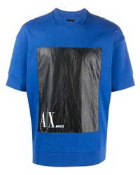 Мужская синяя футболка с круглым вырезом с принтом от Armani Exchange