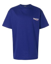 Мужская синяя футболка с круглым вырезом с принтом от Balenciaga