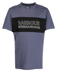 Мужская синяя футболка с круглым вырезом с принтом от Barbour