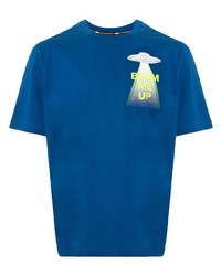 Мужская синяя футболка с круглым вырезом с принтом от Blackbarrett