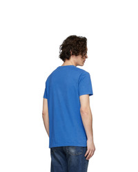 Мужская синяя футболка с круглым вырезом с принтом от Han Kjobenhavn