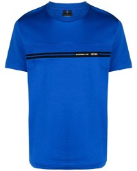 Мужская синяя футболка с круглым вырезом с принтом от BOSS HUGO BOSS