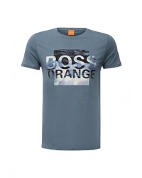 Мужская синяя футболка с круглым вырезом с принтом от Boss Orange