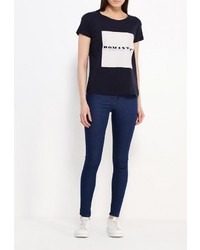 Женская синяя футболка с круглым вырезом с принтом от Broadway