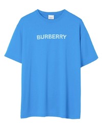 Мужская синяя футболка с круглым вырезом с принтом от Burberry