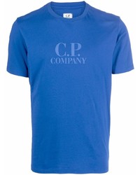 Мужская синяя футболка с круглым вырезом с принтом от C.P. Company