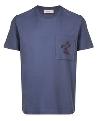 Мужская синяя футболка с круглым вырезом с принтом от Cerruti 1881