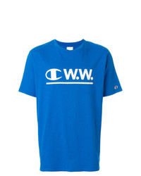 Мужская синяя футболка с круглым вырезом с принтом от Champion X Wood Wood