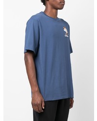Мужская синяя футболка с круглым вырезом с принтом от MAISON KITSUNÉ