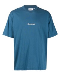 Мужская синяя футболка с круглым вырезом с принтом от Chocoolate