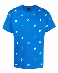 Мужская синяя футболка с круглым вырезом с принтом от Clot