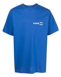 Мужская синяя футболка с круглым вырезом с принтом от Clot