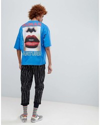 Мужская синяя футболка с круглым вырезом с принтом от Asos