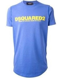 Мужская синяя футболка с круглым вырезом с принтом от DSquared