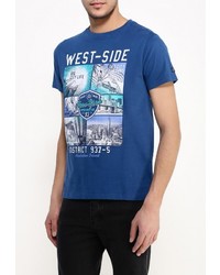 Мужская синяя футболка с круглым вырезом с принтом от E-Bound