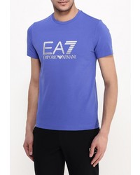 Мужская синяя футболка с круглым вырезом с принтом от EA7