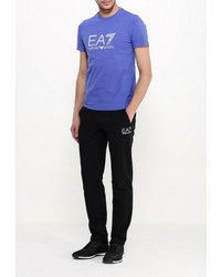 Мужская синяя футболка с круглым вырезом с принтом от EA7