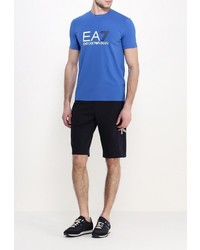 Мужская синяя футболка с круглым вырезом с принтом от EA7