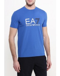 Мужская синяя футболка с круглым вырезом с принтом от EA7