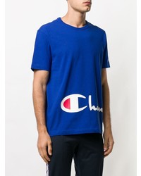 Мужская синяя футболка с круглым вырезом с принтом от Champion