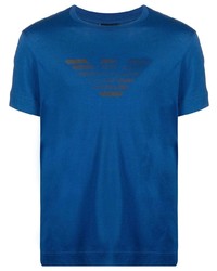 Мужская синяя футболка с круглым вырезом с принтом от Emporio Armani