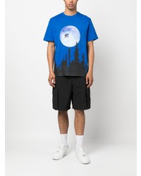 Мужская синяя футболка с круглым вырезом с принтом от Throwback.