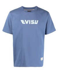 Мужская синяя футболка с круглым вырезом с принтом от Evisu