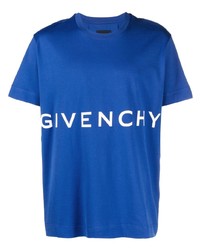 Мужская синяя футболка с круглым вырезом с принтом от Givenchy
