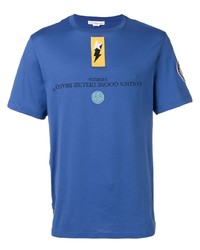 Мужская синяя футболка с круглым вырезом с принтом от Golden Goose