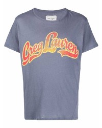 Мужская синяя футболка с круглым вырезом с принтом от Greg Lauren