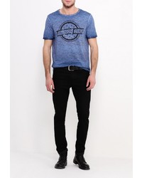 Мужская синяя футболка с круглым вырезом с принтом от Guess Jeans