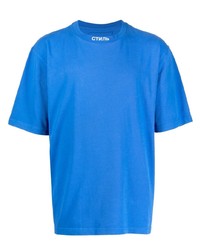 Мужская синяя футболка с круглым вырезом с принтом от Heron Preston